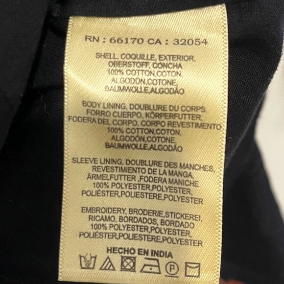 Anthropologie Maeve Ellen Embroidered Blazer Floral Black Cotton Size 12 New - Picture 8 of 9